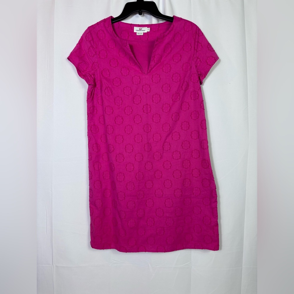 Vineyard Vines Pink Jacquard Shift Tunic Dress Sz 4 Preppy Coastal Resortwear